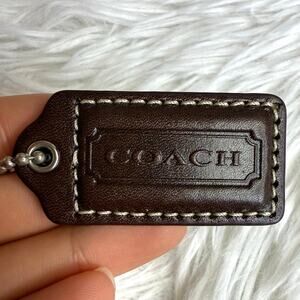 1.5" COACH Brown Fob Bag Charm Hang tag Hangtag